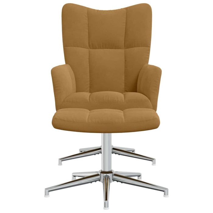 Poltrona Relax con Poggiapiedi Marrone in Velluto cod mxl 15048