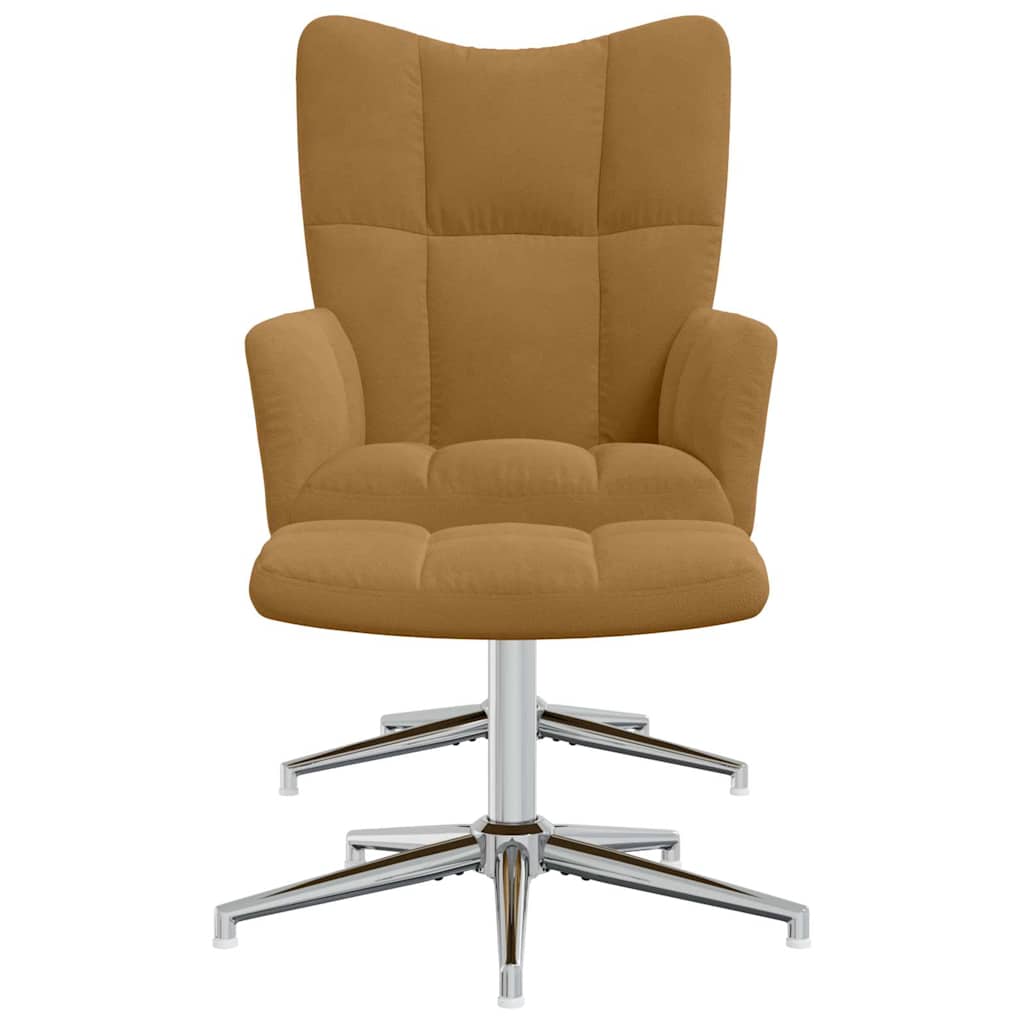 Poltrona Relax con Poggiapiedi Marrone in Velluto 328136