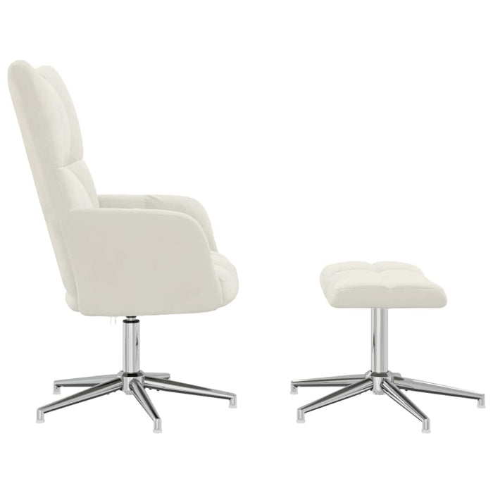 Poltrona Relax con Poggiapiedi Bianco Crema in Velluto 328137