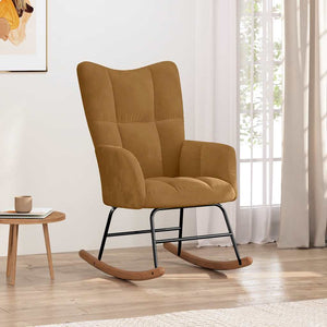 Sedia a Dondolo Marrone in Velluto 328147