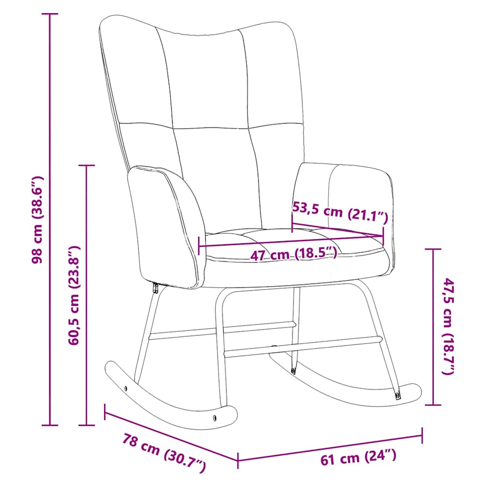 Sedia a Dondolo Crema in Velluto 328148