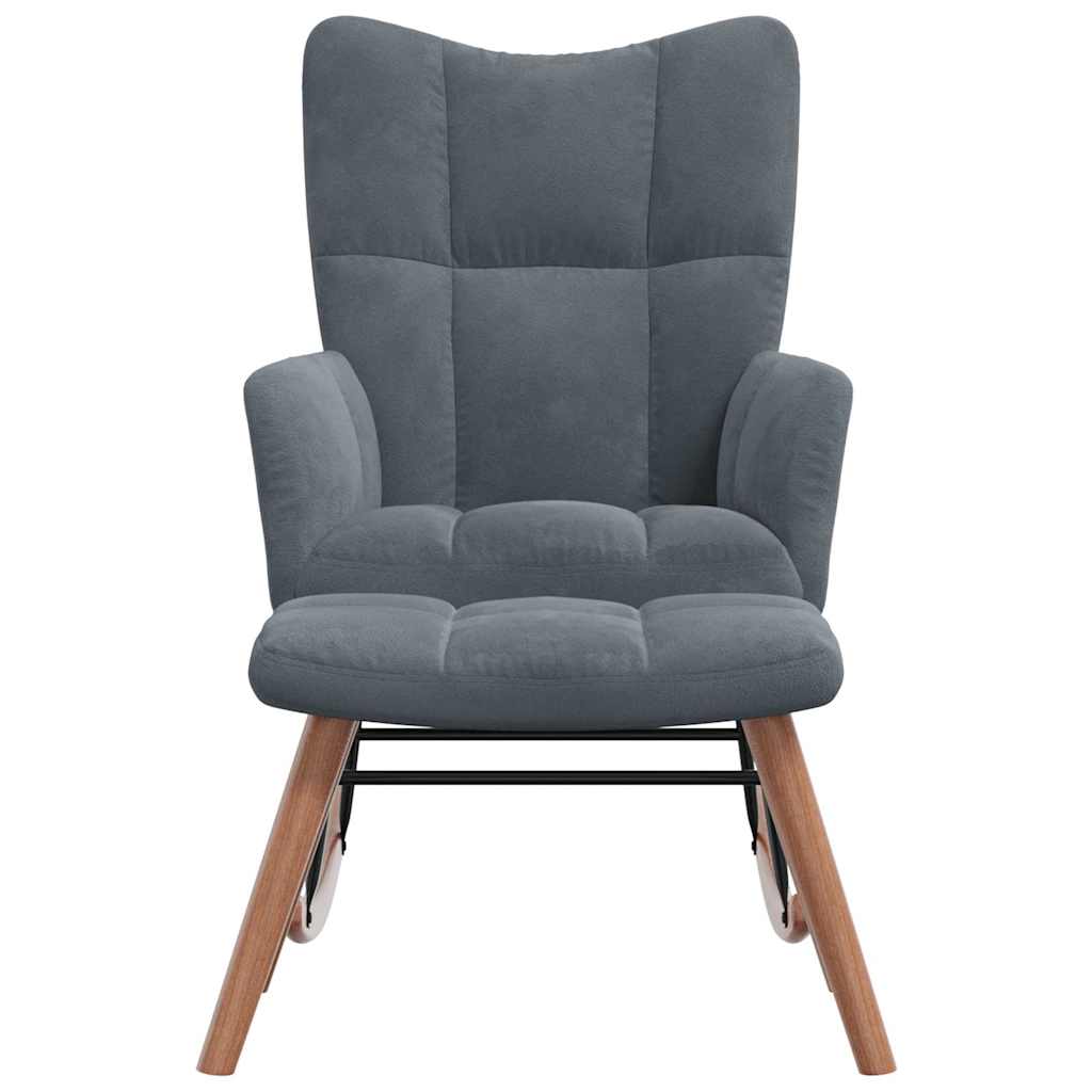 Poltrona a Dondolo con Poggiapiedi Grigio Scuro in Velluto 328151