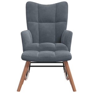 Poltrona a Dondolo con Poggiapiedi Grigio Scuro in Velluto 328151