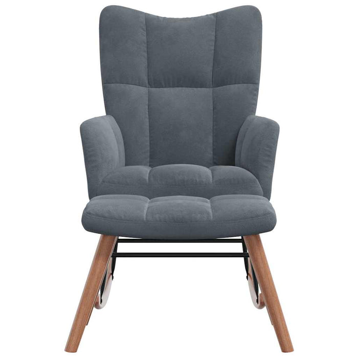 Poltrona a Dondolo con Poggiapiedi Grigio Scuro in Velluto 328151