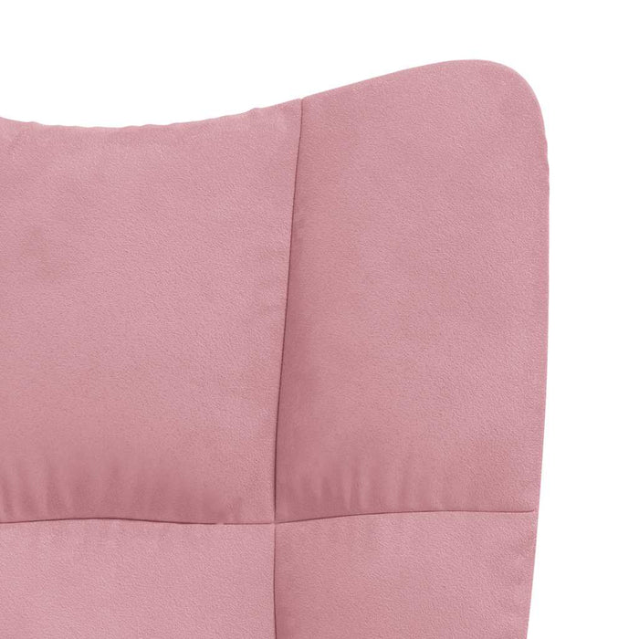 Poltrona a Dondolo con Poggiapiedi Rosa in Velluto 328154