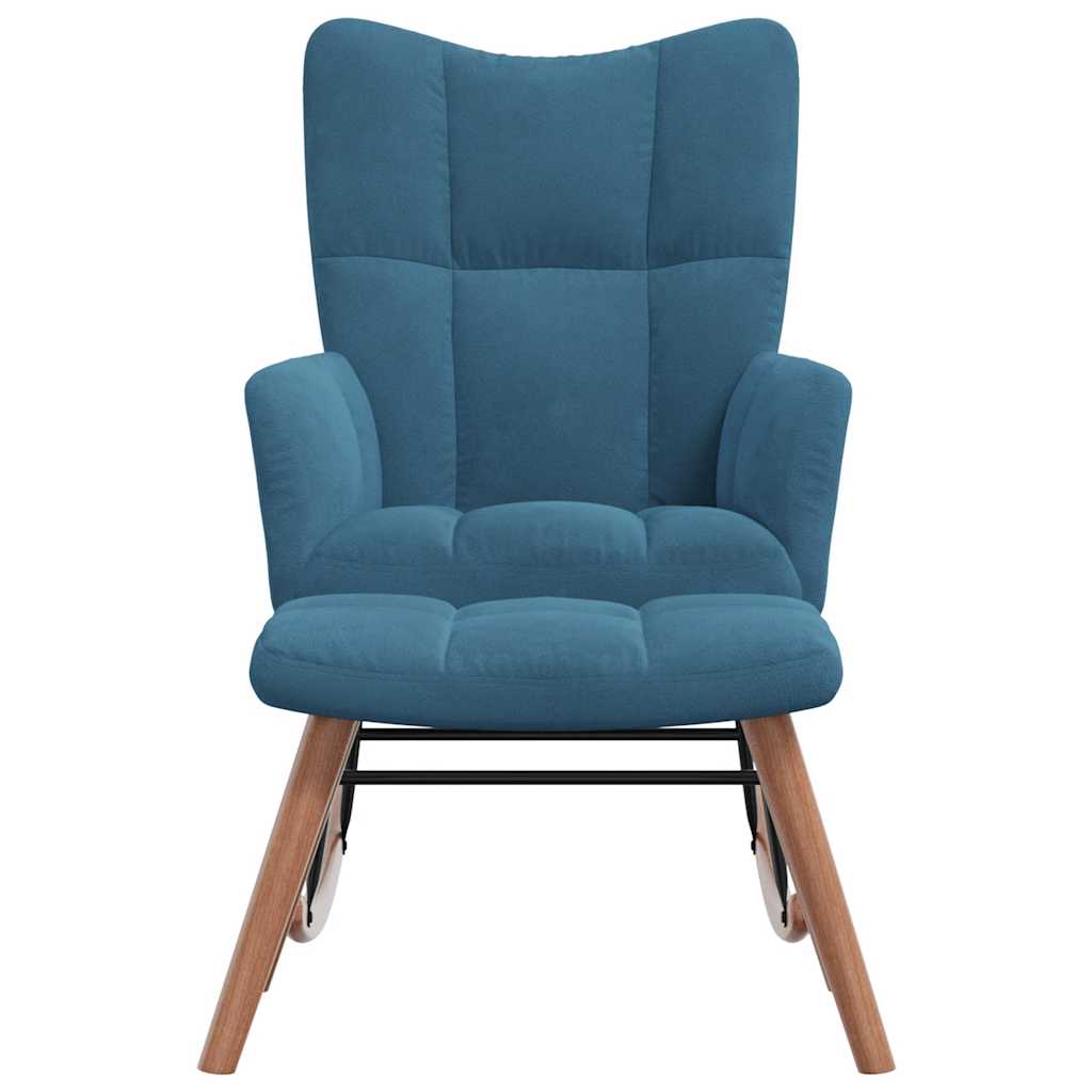 Poltrona a Dondolo con Poggiapiedi Blu in Vellutocod mxl 95505