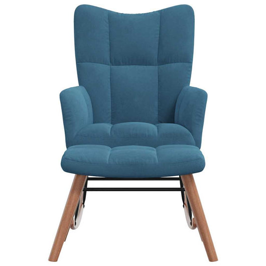 Poltrona a Dondolo con Poggiapiedi Blu in Vellutocod mxl 95505