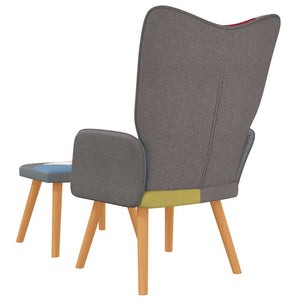 Poltrona Relax con Poggiapiedi in Tessuto Patchwork 328184