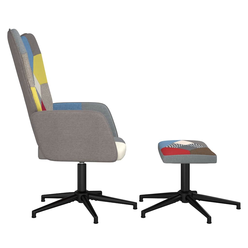 Poltrona Relax con Poggiapiedi in Tessuto Patchwork cod mxl 32659