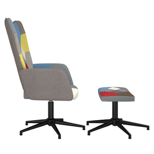 Sedia Relax con Sgabello in Tessuto Patchwork 328188