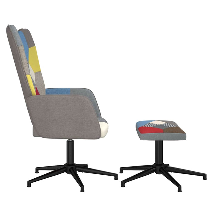 Sedia Relax con Sgabello in Tessuto Patchwork 328188