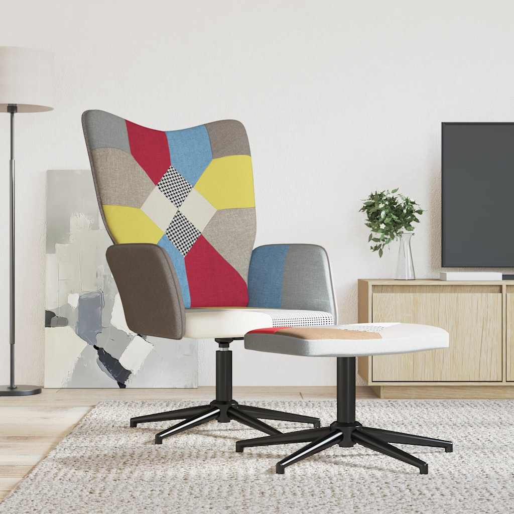 Poltrona Relax con Poggiapiedi in Tessuto Patchwork cod mxl 32659
