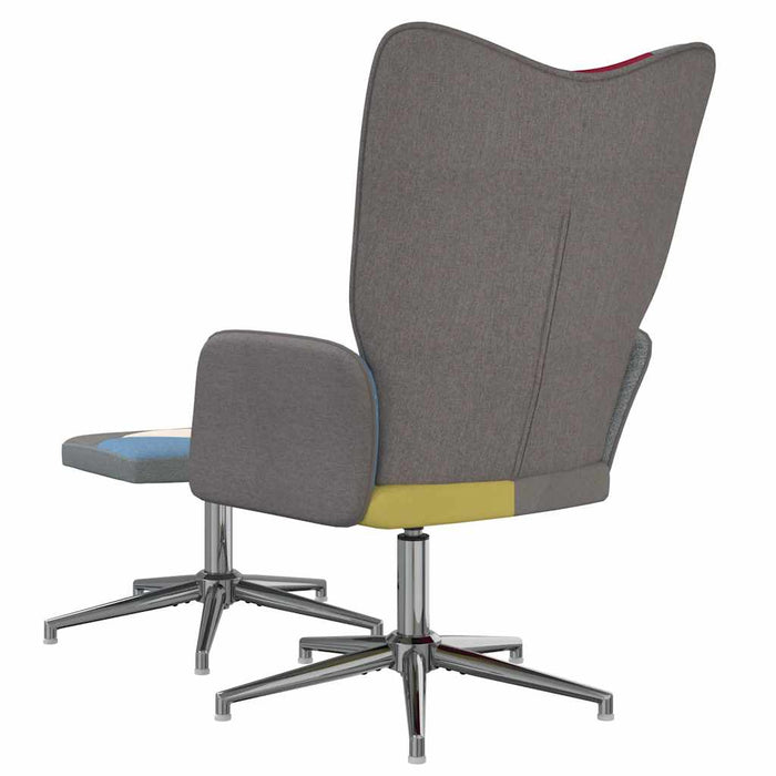 Sedia Relax con Sgabello in Tessuto Patchwork 328190