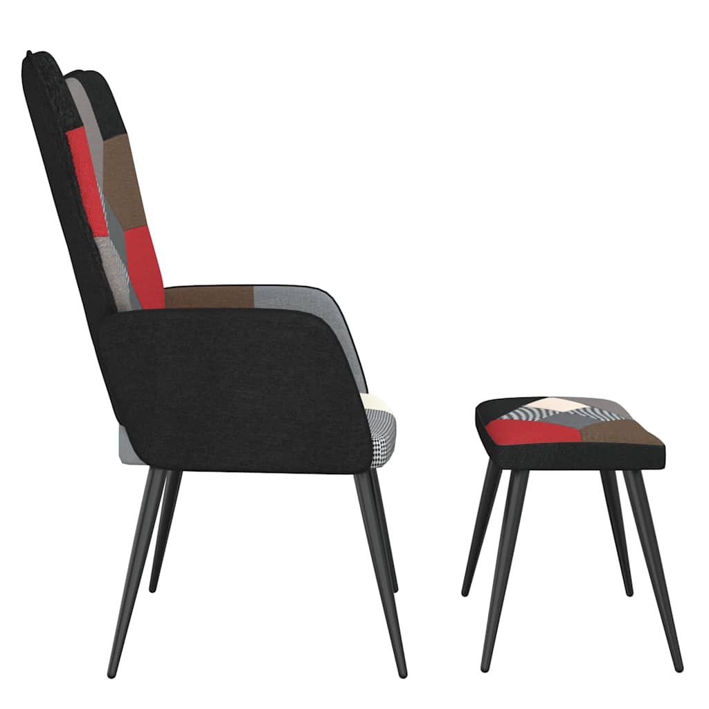 Poltrona Relax con Poggiapiedi in Tessuto Patchwork cod mxl 23287