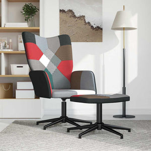 Poltrona Relax con Poggiapiedi in Tessuto Patchwork cod mxl 23464