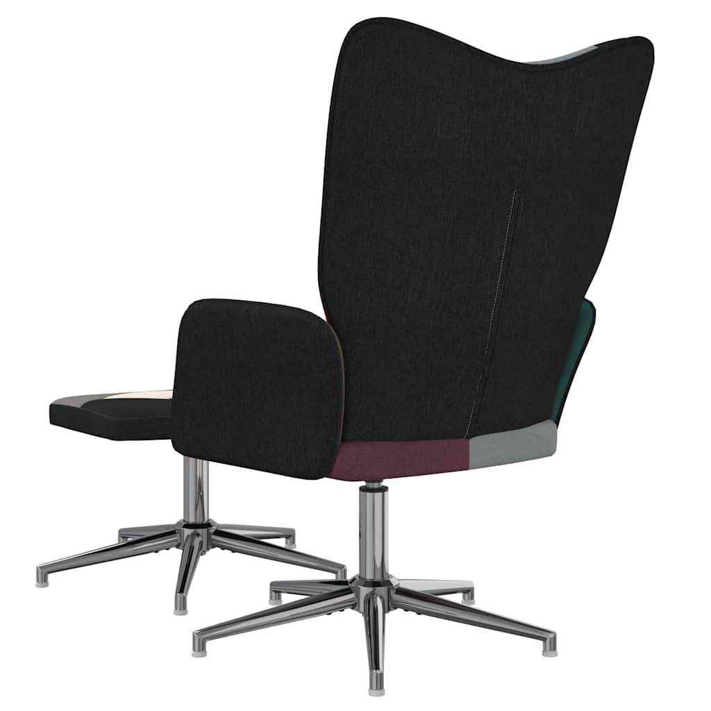 Sedia Relax con Sgabello in Tessuto Patchwork 328202