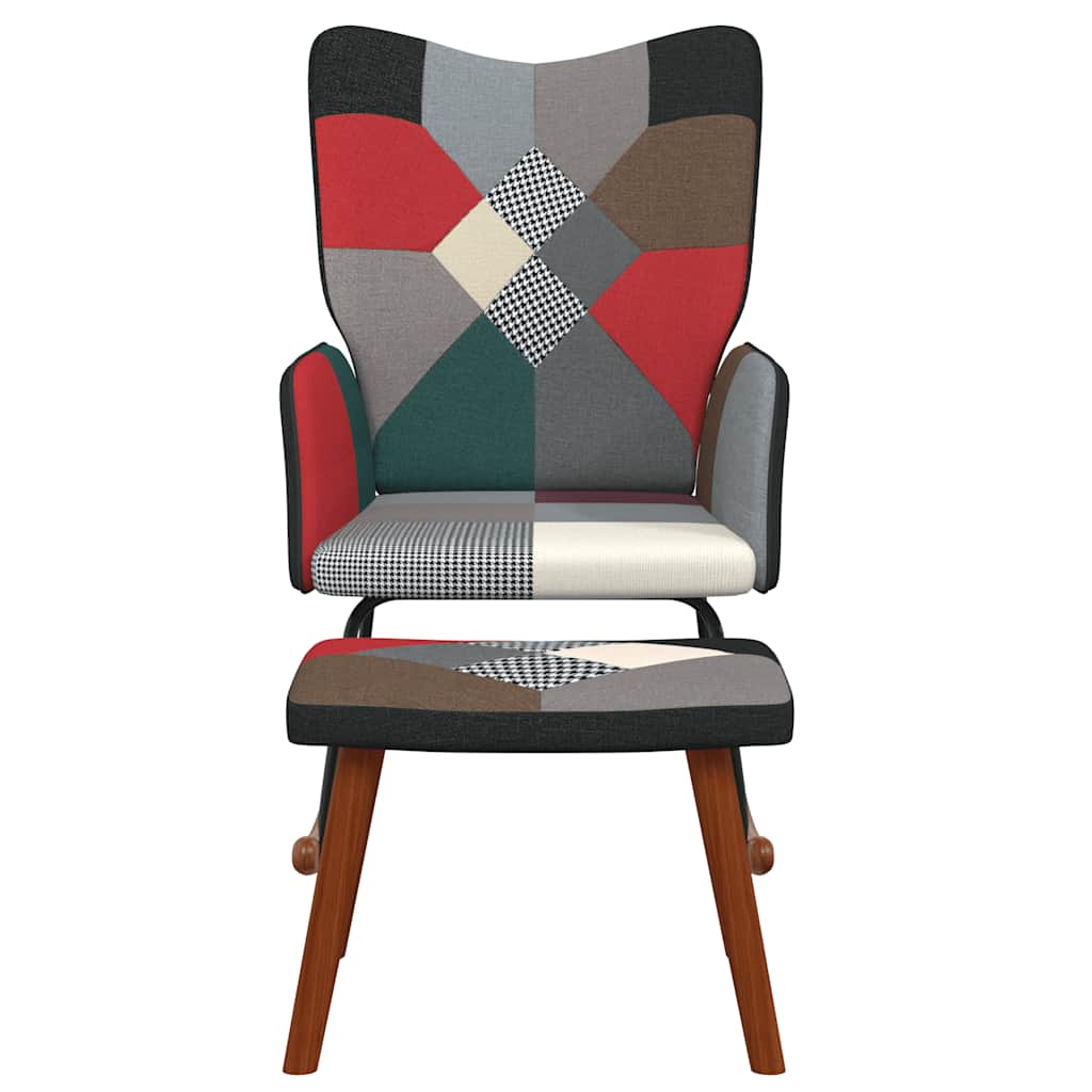 Sedia a Dondolo con Poggiapiedi in Tessuto Patchwork cod mxl 50907