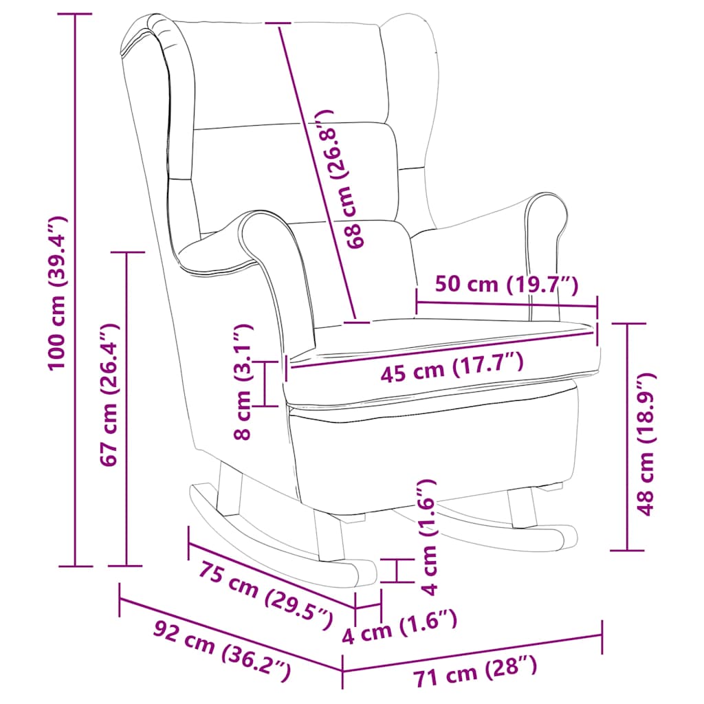 Sedia a dondolo con schienale alto in velluto verde scuro 329365