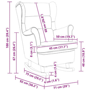Sedia a dondolo con schienale alto in velluto verde scuro 329365