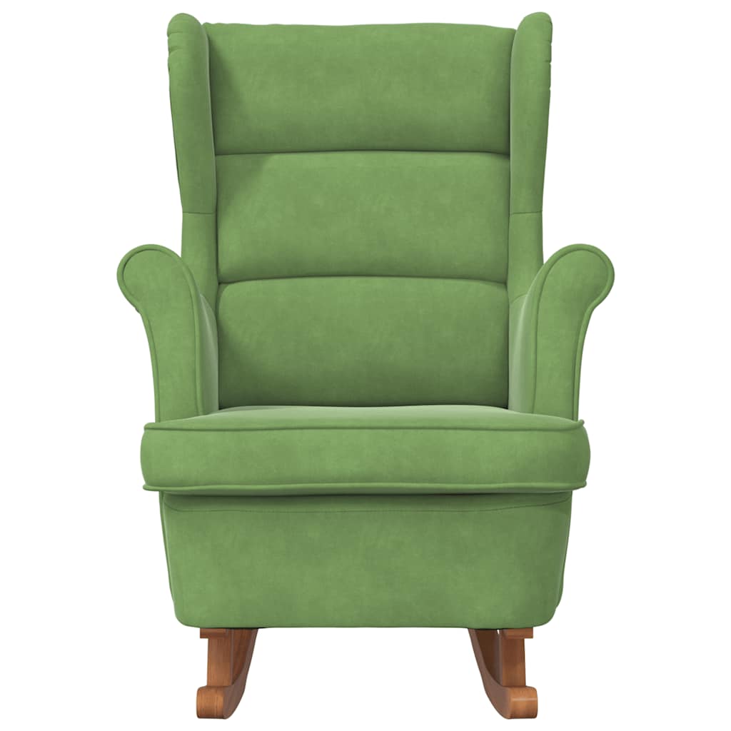 Sedia a dondolo con schienale alto in velluto verde chiaro 329366