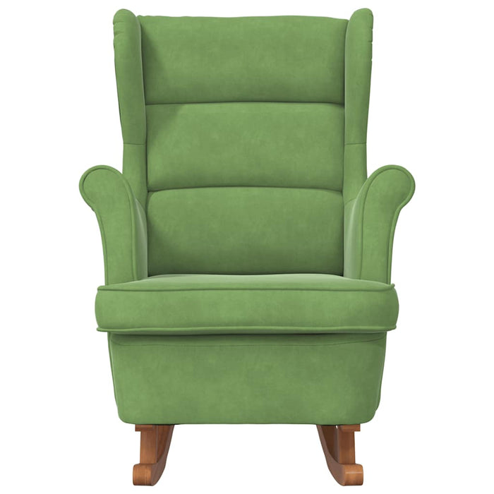 Sedia a dondolo con schienale alto in velluto verde chiaro 329366