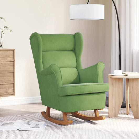 Sedia a dondolo con schienale alto in velluto verde chiaro 329366