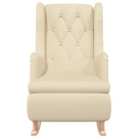 Poltrona Gambe a Dondolo in Legno di Hevea Crema in Tessuto 329414