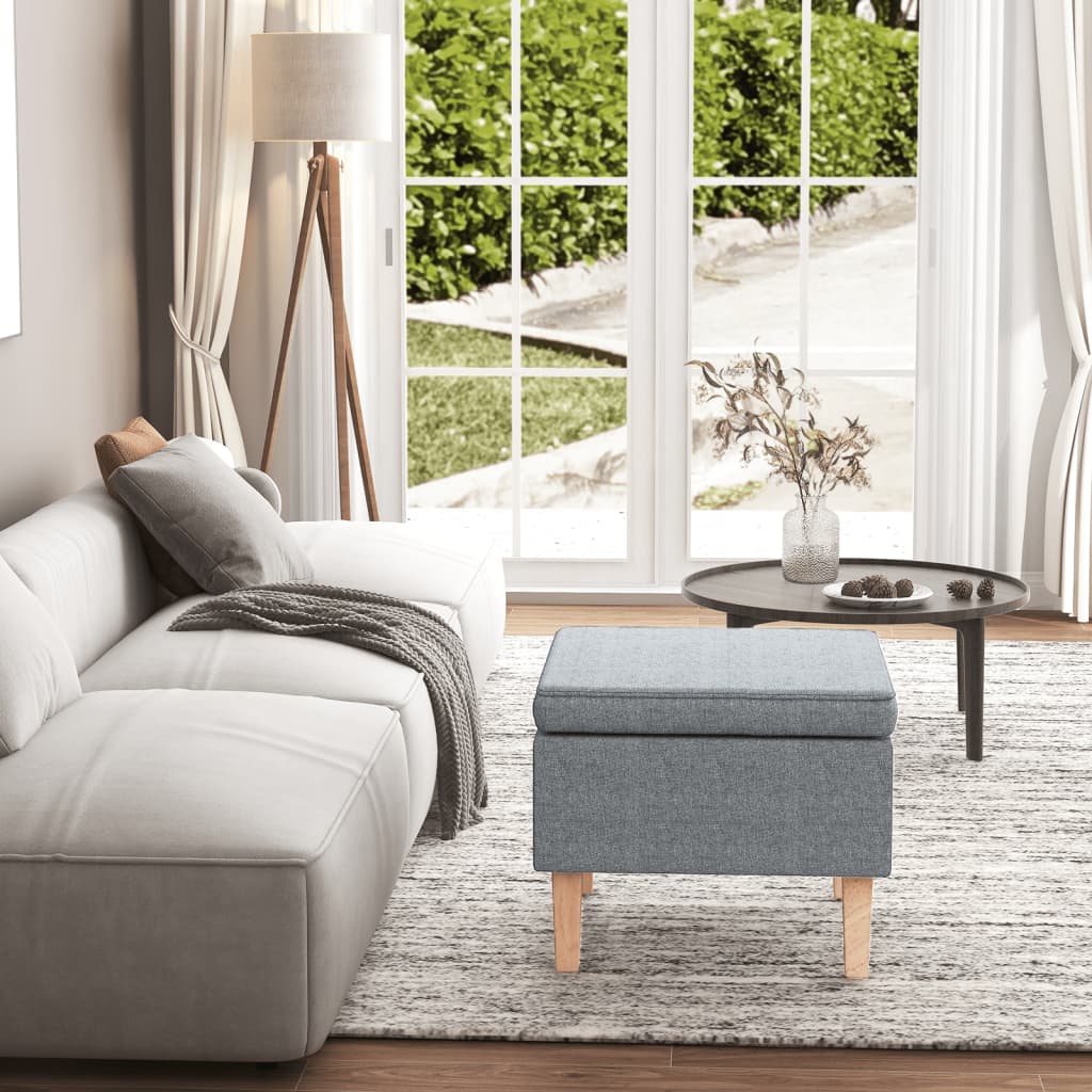 Poggiapiedi con Gambe in Legno Grigio Chiaro in Tessuto 329425