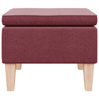 Poggiapiedi con Gambe in Legno Rosso Vino in Tessuto 329428