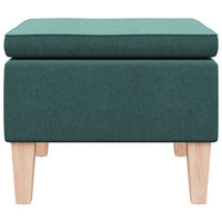 Poggiapiedi con Gambe in Legno Verde Scuro in Tessuto 329431