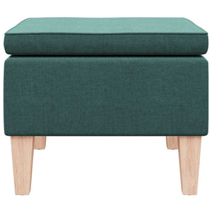 Poggiapiedi con Gambe in Legno Verde Scuro in Tessuto 329431