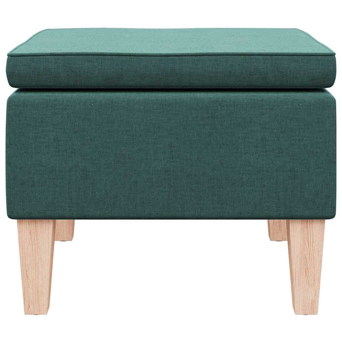 Poggiapiedi con Gambe in Legno Verde Scuro in Tessuto 329431