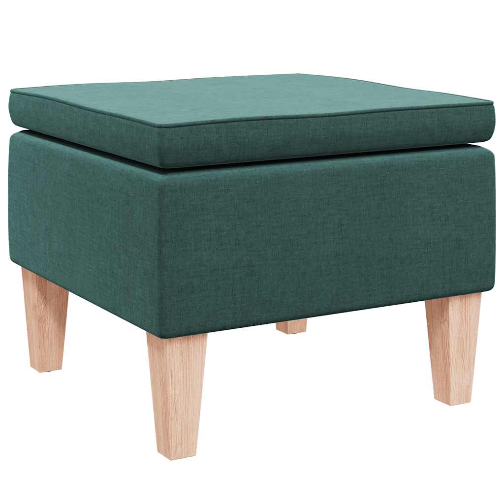 Poggiapiedi con Gambe in Legno Verde Scuro in Tessuto 329431