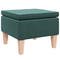 Poggiapiedi con Gambe in Legno Verde Scuro in Tessuto 329431
