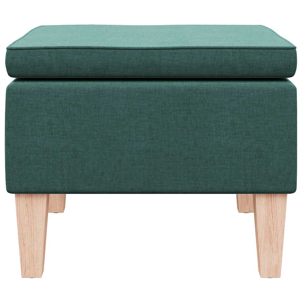 Poggiapiedi con Gambe in Legno Verde Scuro in Tessuto 329431