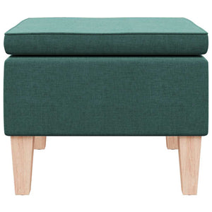 Poggiapiedi con Gambe in Legno Verde Scuro in Tessuto 329431