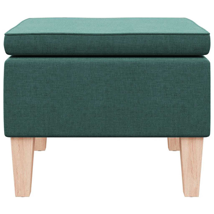 Poggiapiedi con Gambe in Legno Verde Scuro in Tessuto 329431