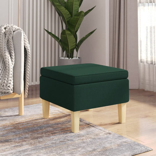 Poggiapiedi con Gambe in Legno Verde Scuro in Tessuto 329431