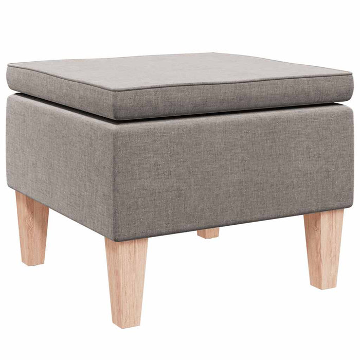 Poggiapiedi con Gambe in Legno Tortora in Tessuto 329433