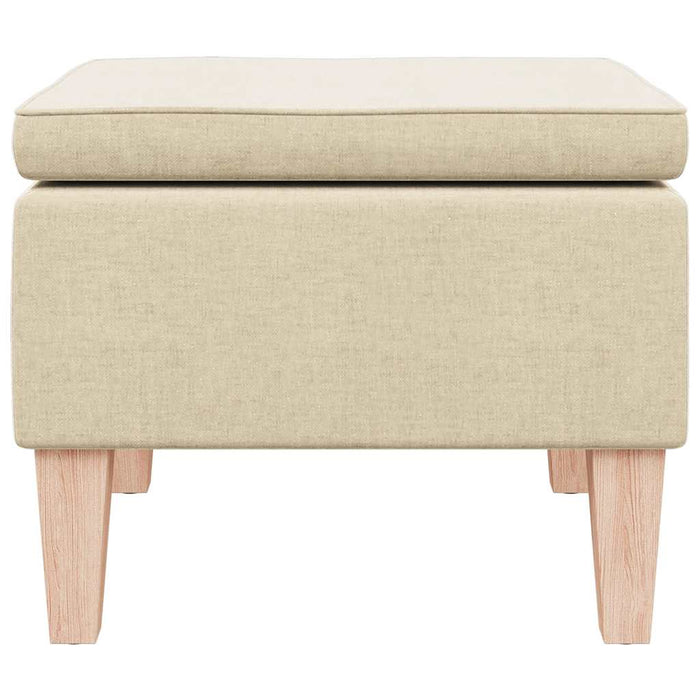 Poggiapiedi con Gambe in Legno Crema in Tessuto 329434