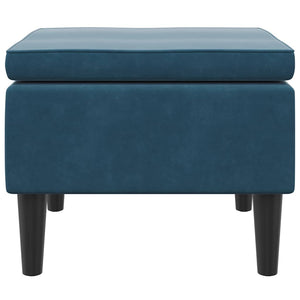 Poggiapiedi con Gambe in Legno Blu in Velluto 329435