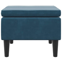 Poggiapiedi con Gambe in Legno Blu in Velluto 329435