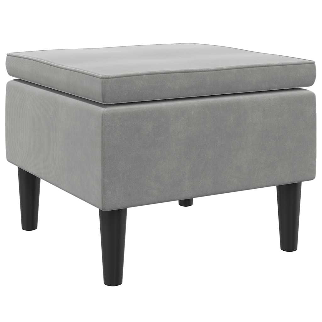 Sgabello con Gambe in Legno Grigio Chiaro Velluto 329436