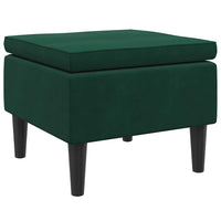 Poggiapiedi con Gambe in Legno Verde Scuro in Velluto 329438