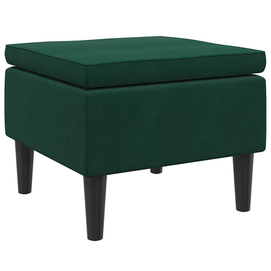 Poggiapiedi con Gambe in Legno Verde Scuro in Velluto 329438