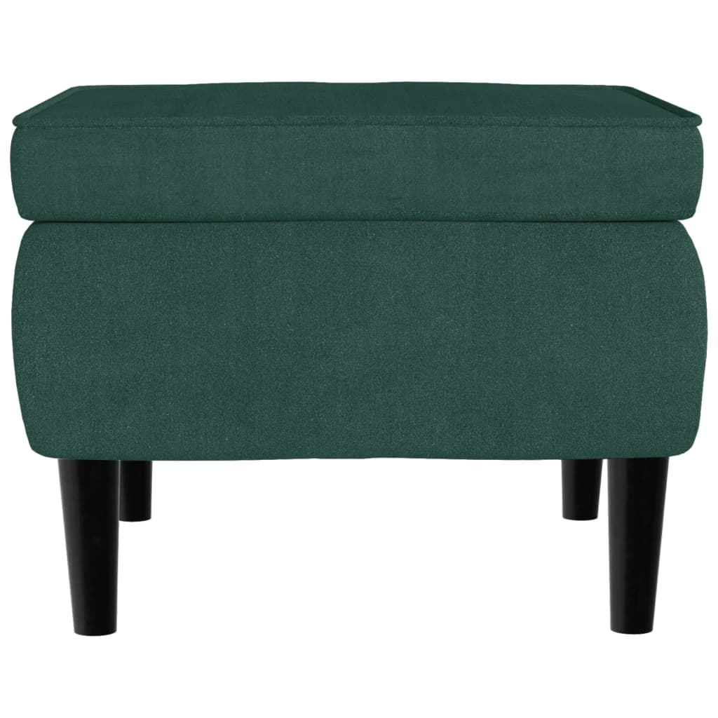 Poggiapiedi con Gambe in Legno Verde Scuro in Velluto 329438