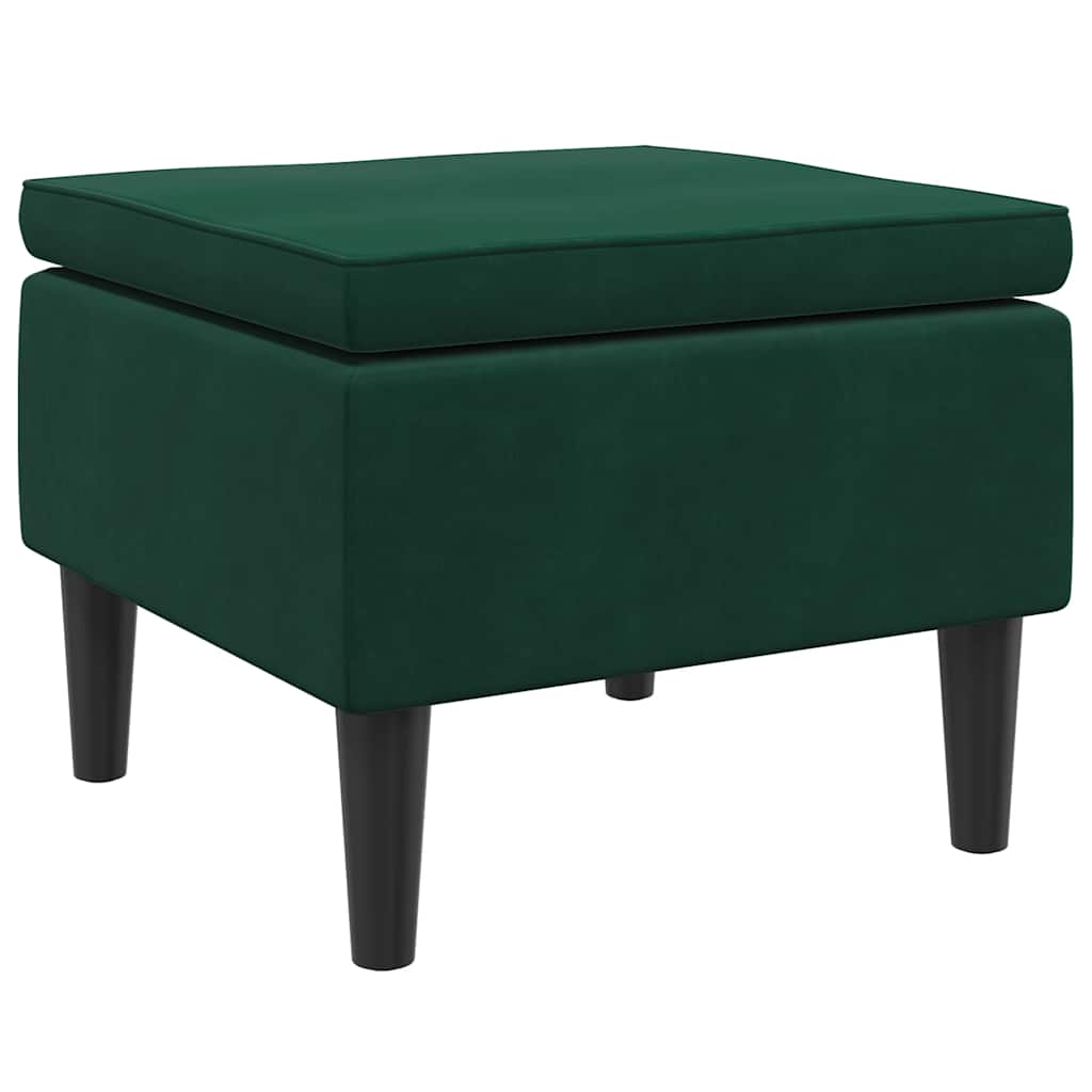 Poggiapiedi con Gambe in Legno Verde Scuro in Velluto 329438