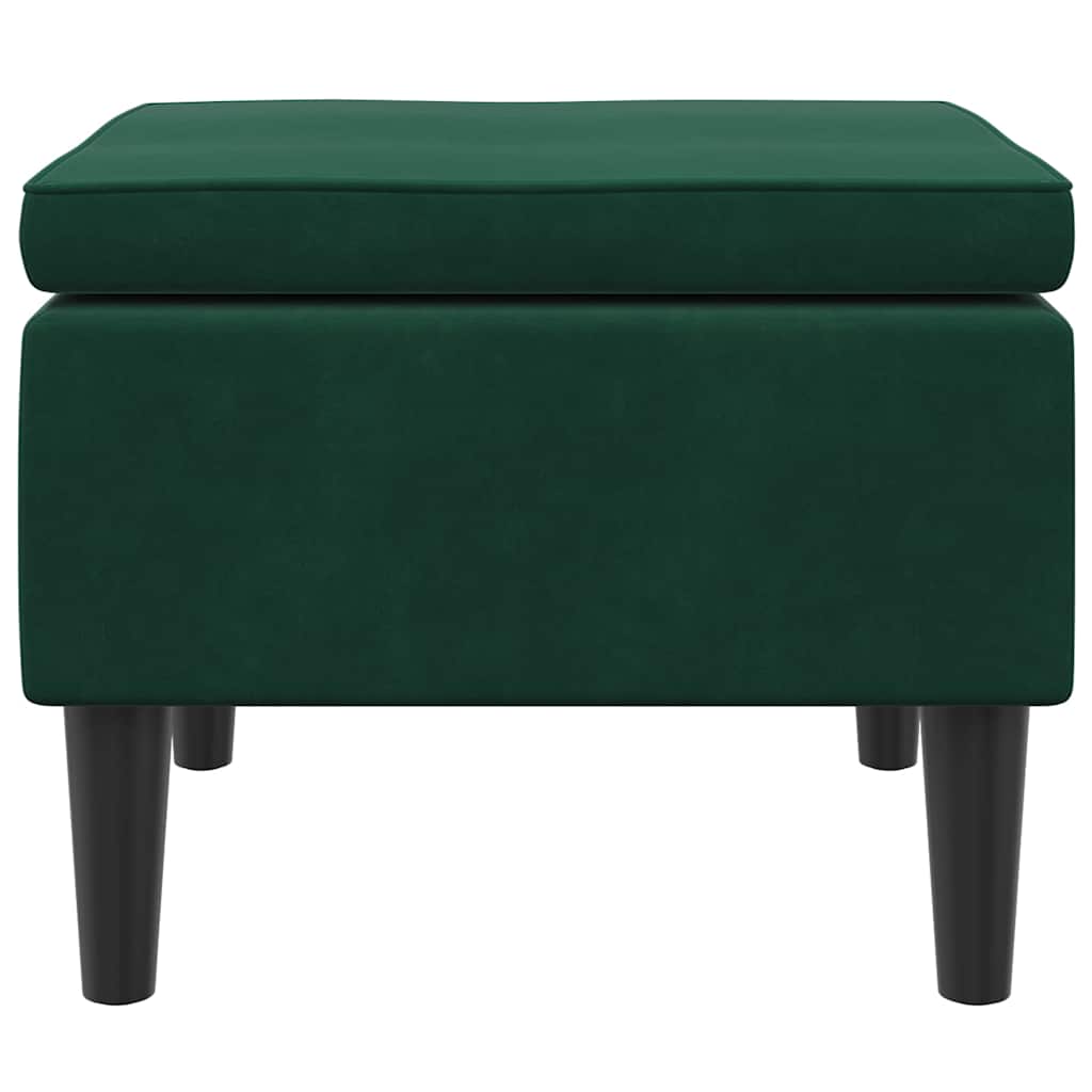 Poggiapiedi con Gambe in Legno Verde Scuro in Velluto 329438