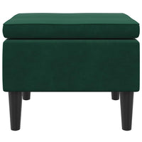 Poggiapiedi con Gambe in Legno Verde Scuro in Velluto 329438