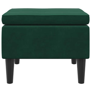 Poggiapiedi con Gambe in Legno Verde Scuro in Velluto 329438